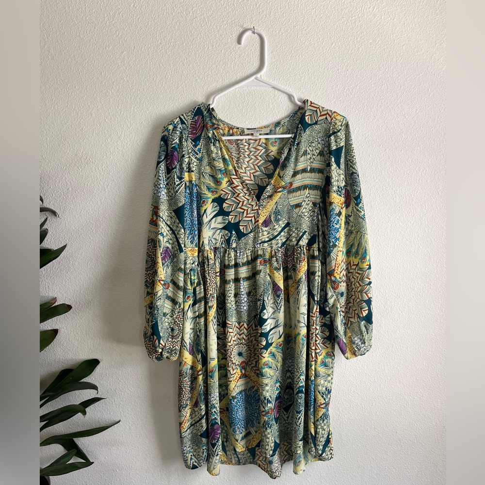 Umgee patterned long sleeve dress large